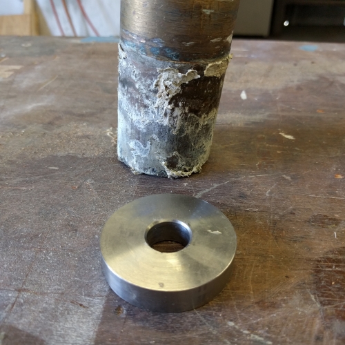 Existing Cutlass Bearing with custom fabricated washer