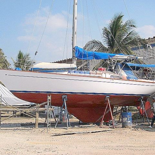 Sno Virgin, Cartagena, Colombia. New Bottom Paint And New Hull Paint