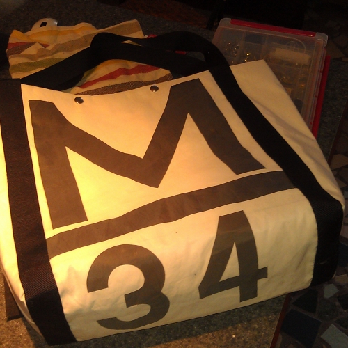 large tote bag made from M34 main sail