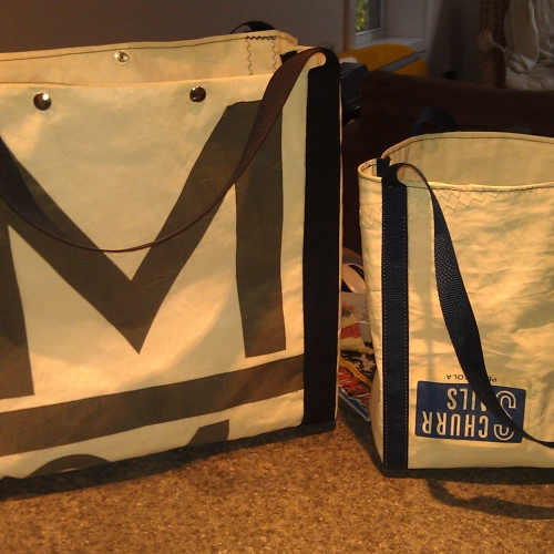 Large and small tote bags from M34 mainsail