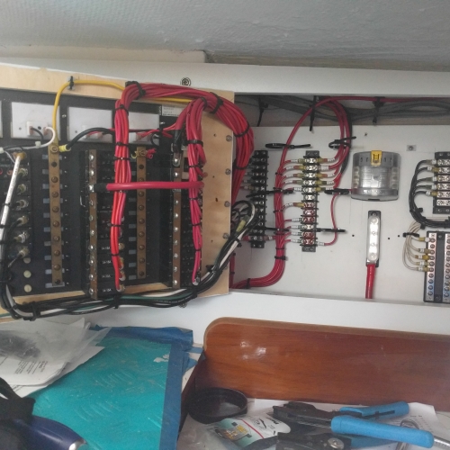 Backside electrical panel wiring completed | Morgan 38 Sailboat Forum