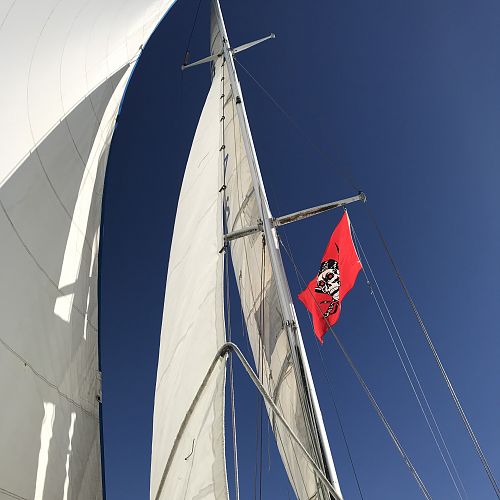 flying the staysail for the first time.