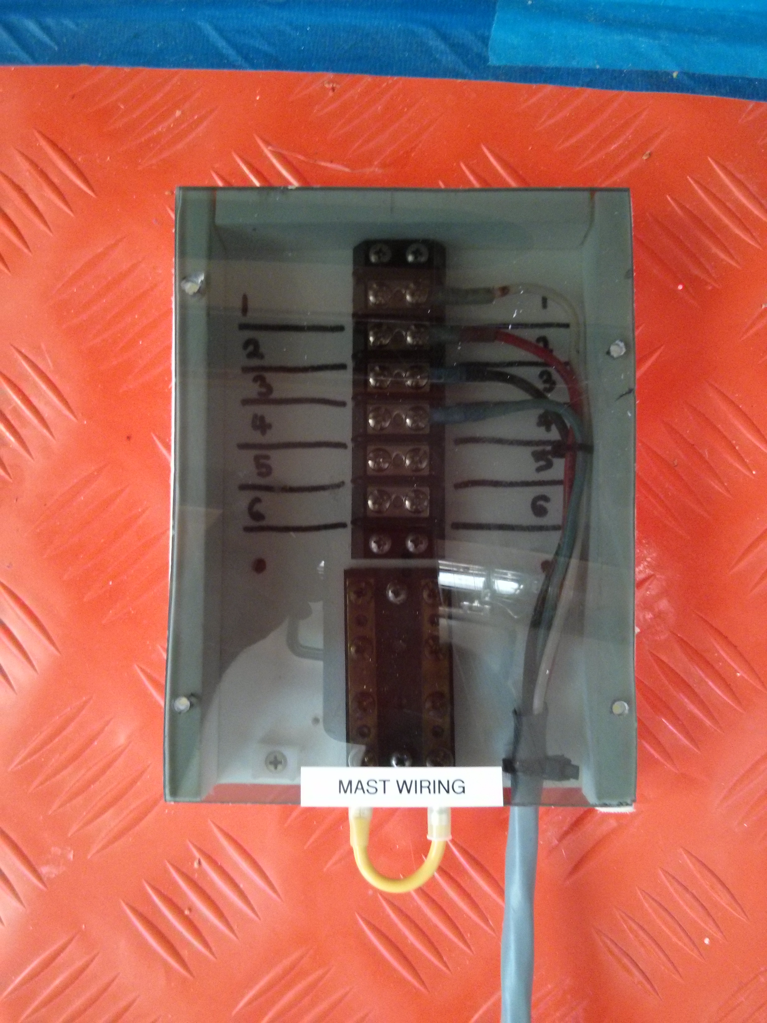 Mast wiring panel to be installed under head counter