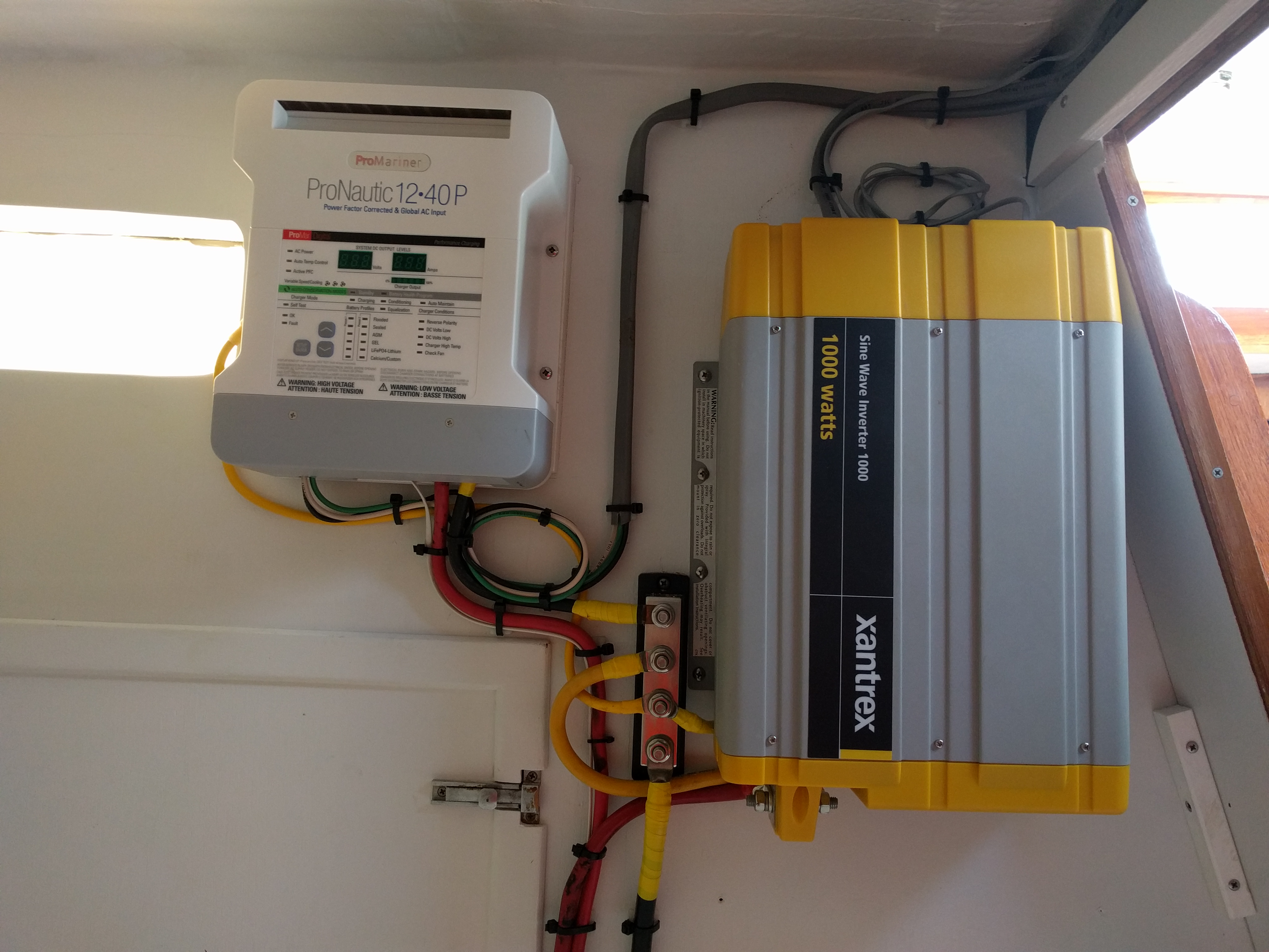 New battery charger and inverter installation